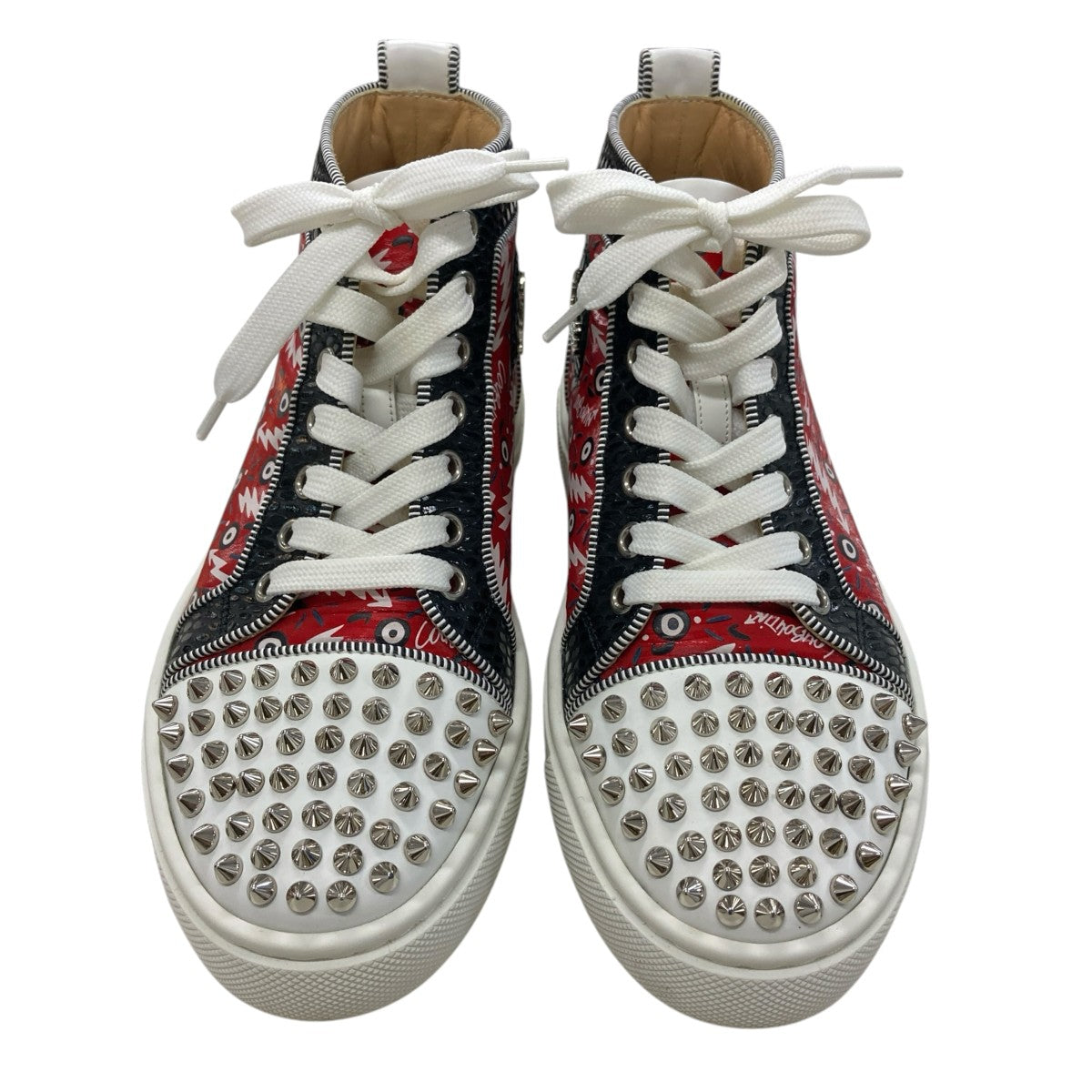 Christian Louboutin SUPER LOU SPIKEスタッスズデザインハイカットスニーカー 古着・中古-2枚目のアイテム画像