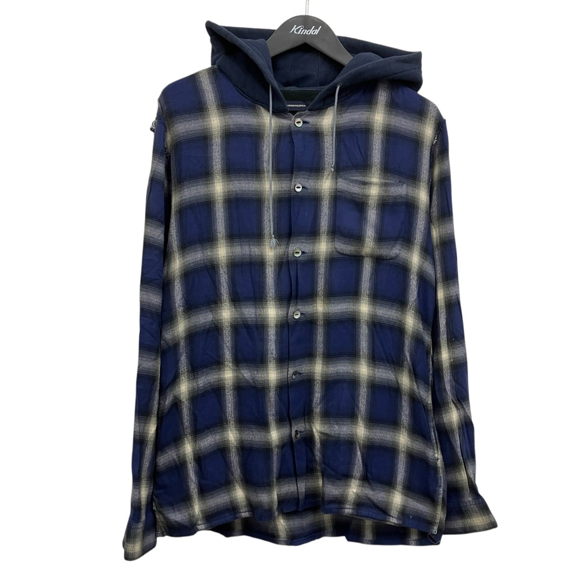 JohnUNDERCOVER フーデッドオンブレチェックシャツ 古着・中古-1枚目のアイテム画像