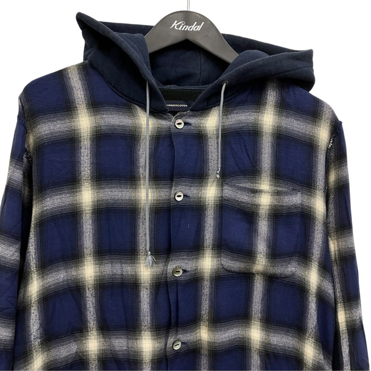JohnUNDERCOVER フーデッドオンブレチェックシャツ 古着・中古-3枚目のアイテム画像