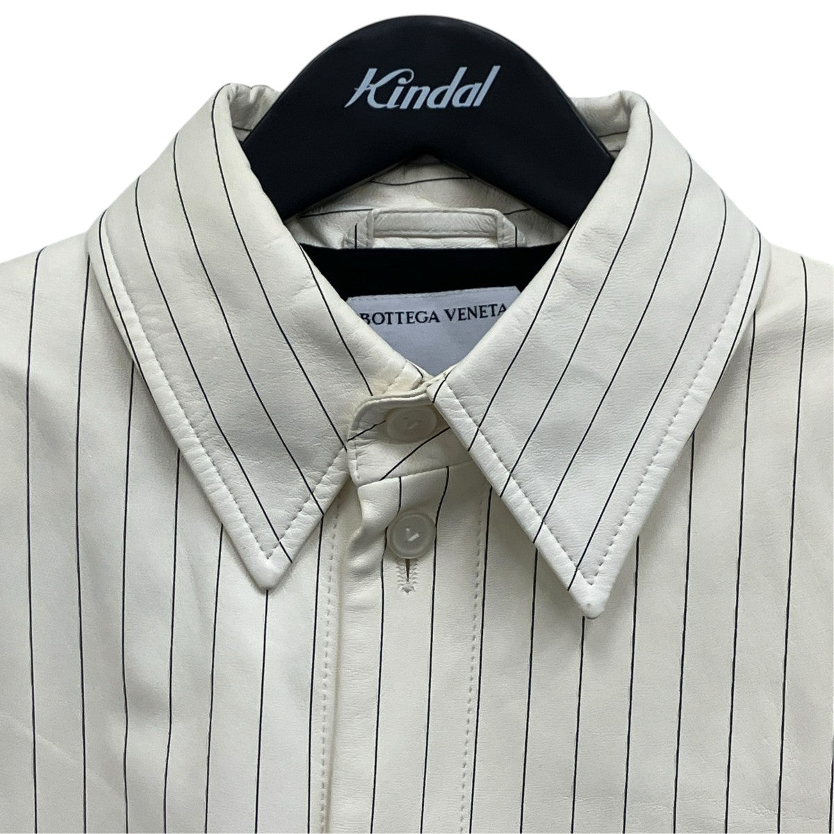 BOTTEGA VENETA シープレザーストライプロングコート 古着・中古-3枚目のアイテム画像