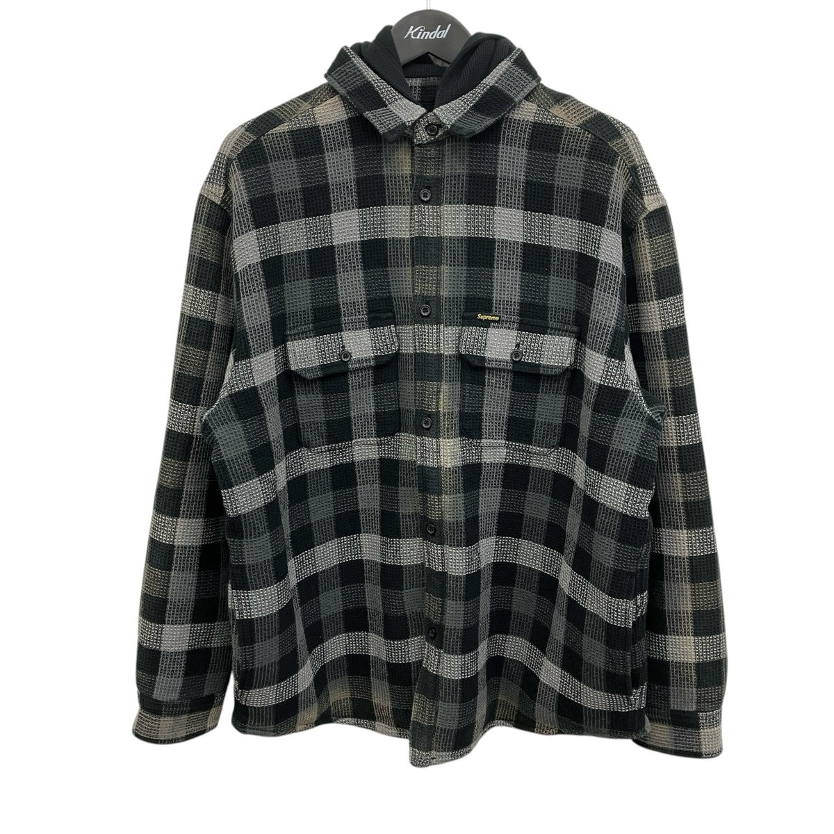 waffle plaid hooded shirtワッフルフーデッドチェックシャツジャケット