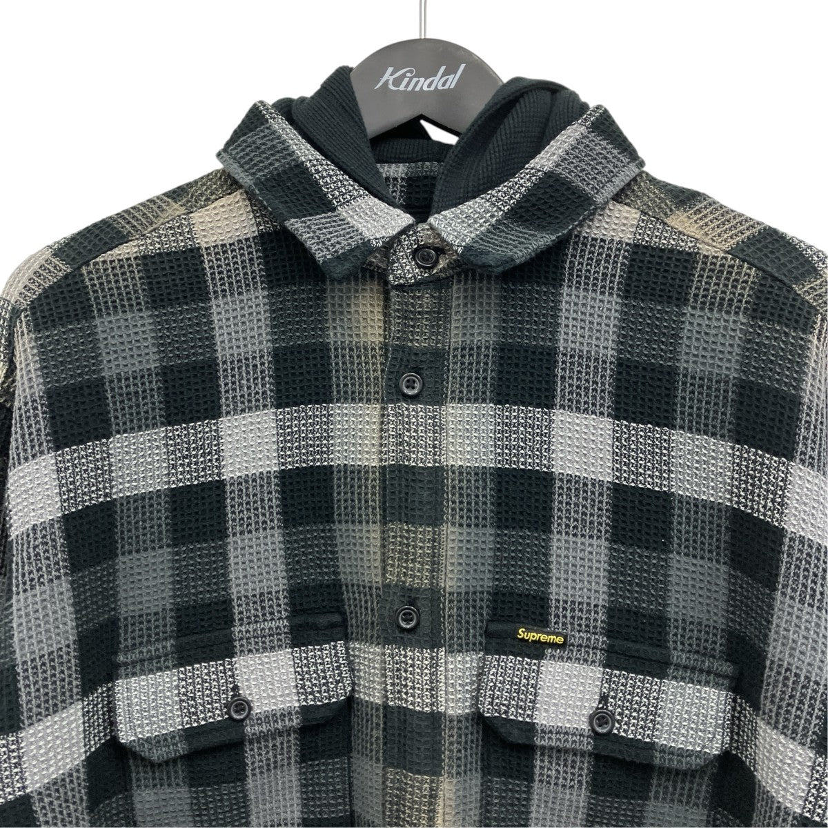 waffle plaid hooded shirtワッフルフーデッドチェックシャツジャケット