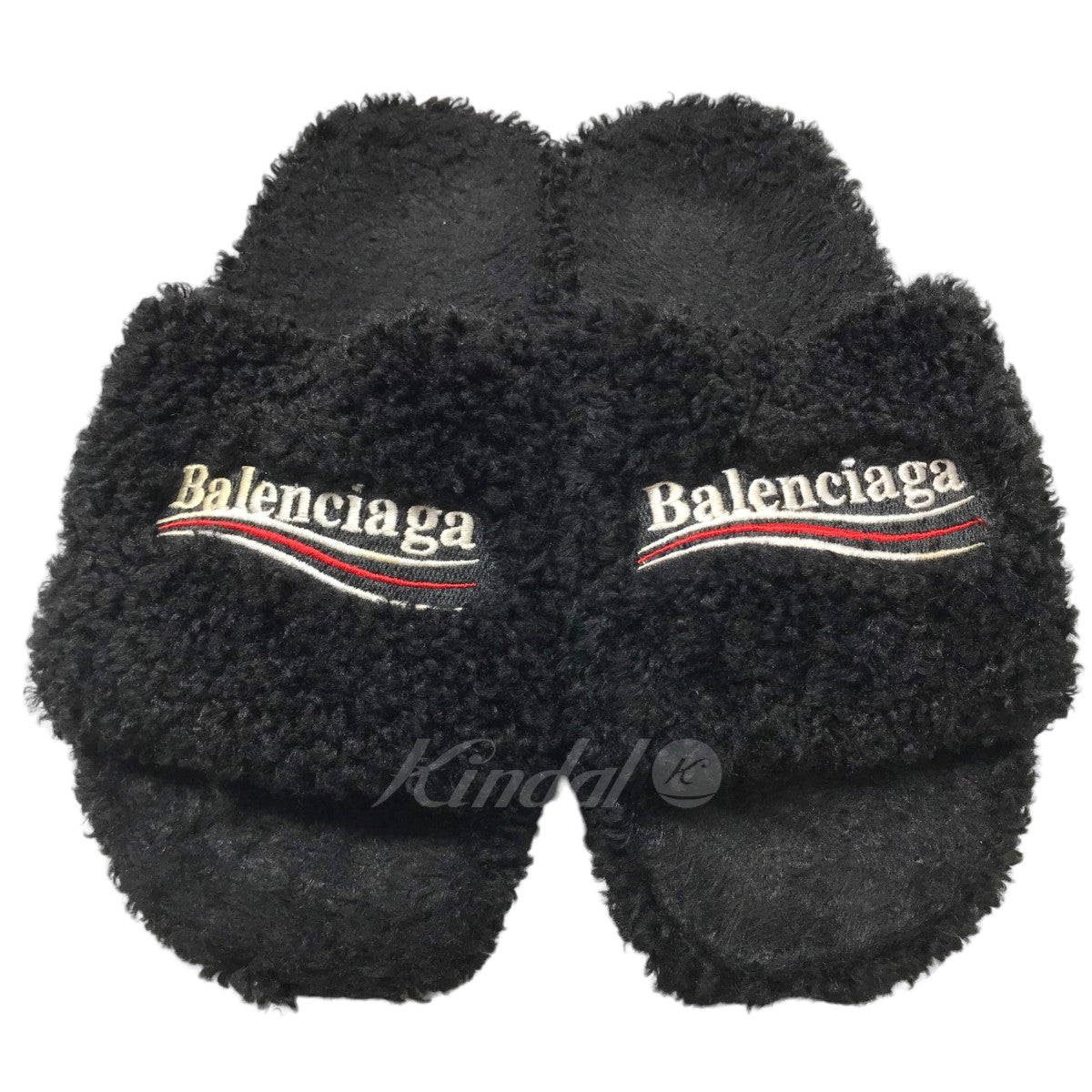 【爆買い大人気】【美品】BALENCIAGA スライドサンダル ロゴ ブラック レザー 靴