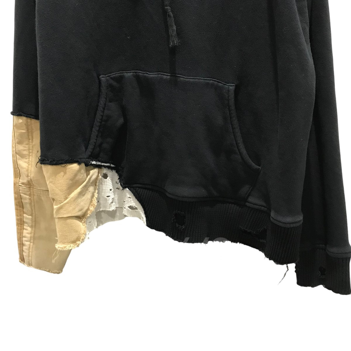 GREG LAUREN(グレッグローレン) ｢BLACK FRAGMENT HOODIE｣ 再構築プルオーバーパーカー ブラック サイズ  S｜【公式】カインドオルオンライン ブランド古着・中古通販【kindal】