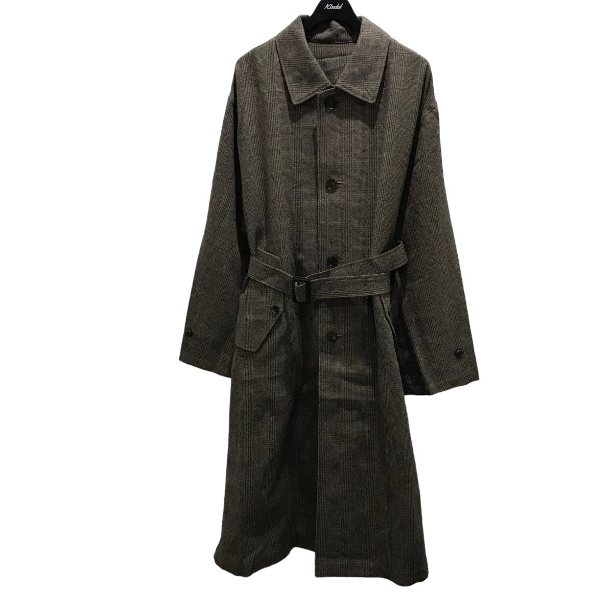 stein(シュタイン) OVERLAPPED BALMACAAN COAT Glen checkステンカラーコートST.335-3 ST.335-3  ブラウン サイズ S｜【公式】カインドオルオンライン ブランド古着・中古通販【kindal】