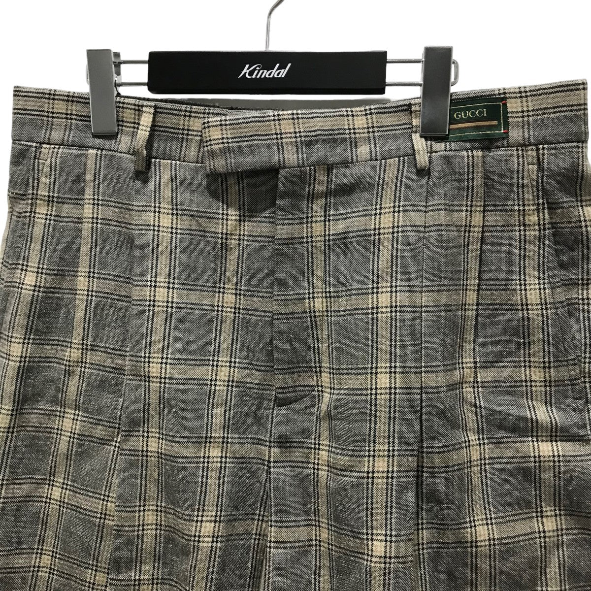 【国内発送★GUCCI】チェック リネン ラウンドポケット パンツ 国内発送☆GUCCI】チェック リネン ラウンドポケット パンツ