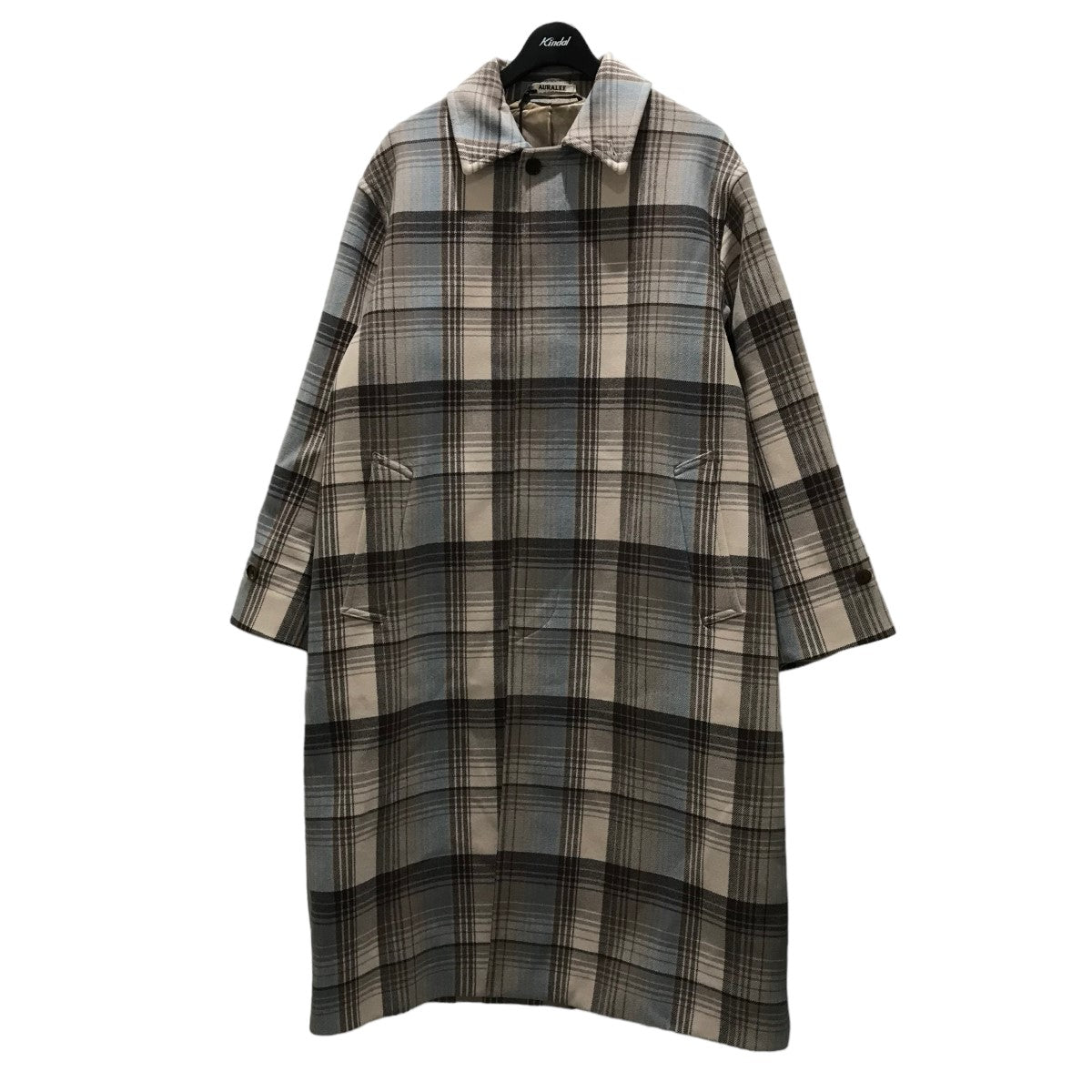 AURALEE(オーラリー) WOOL CHECK MELTON LONG SOUTIEN COLLAR COATチェックステンカラーコートA9AC01OC  A9AC01OC ブラウン サイズ 3｜【公式】カインドオルオンライン ブランド古着・中古通販【kindal】