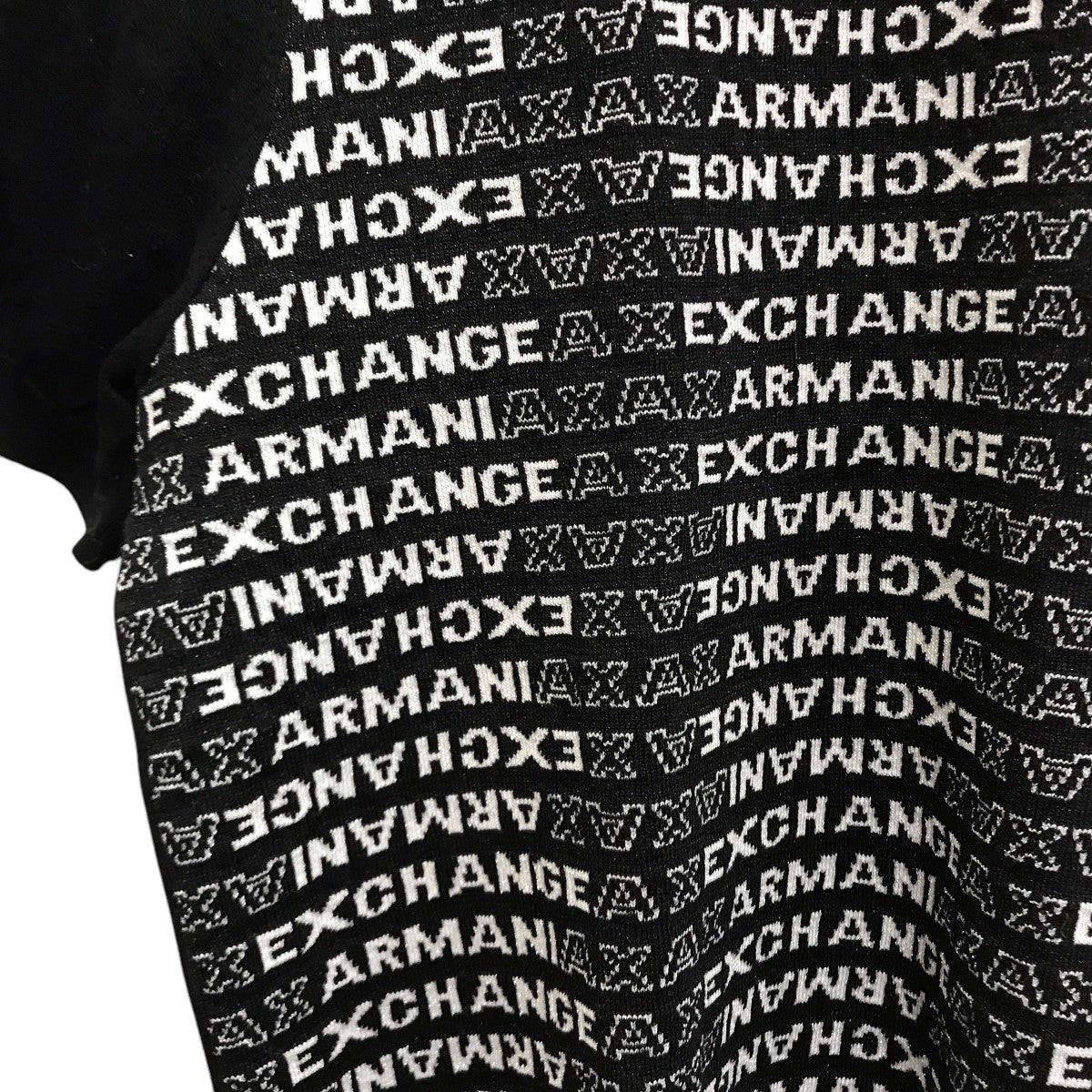 アルマーニエクスチェンジ ARMANI EXCHANGE 総柄半袖ニット 6HYM2A YMR3Z ブラック サイズ：XS ARMANI EXCHANGE(アルマーニエクスチェンジ) 総柄半袖ニット