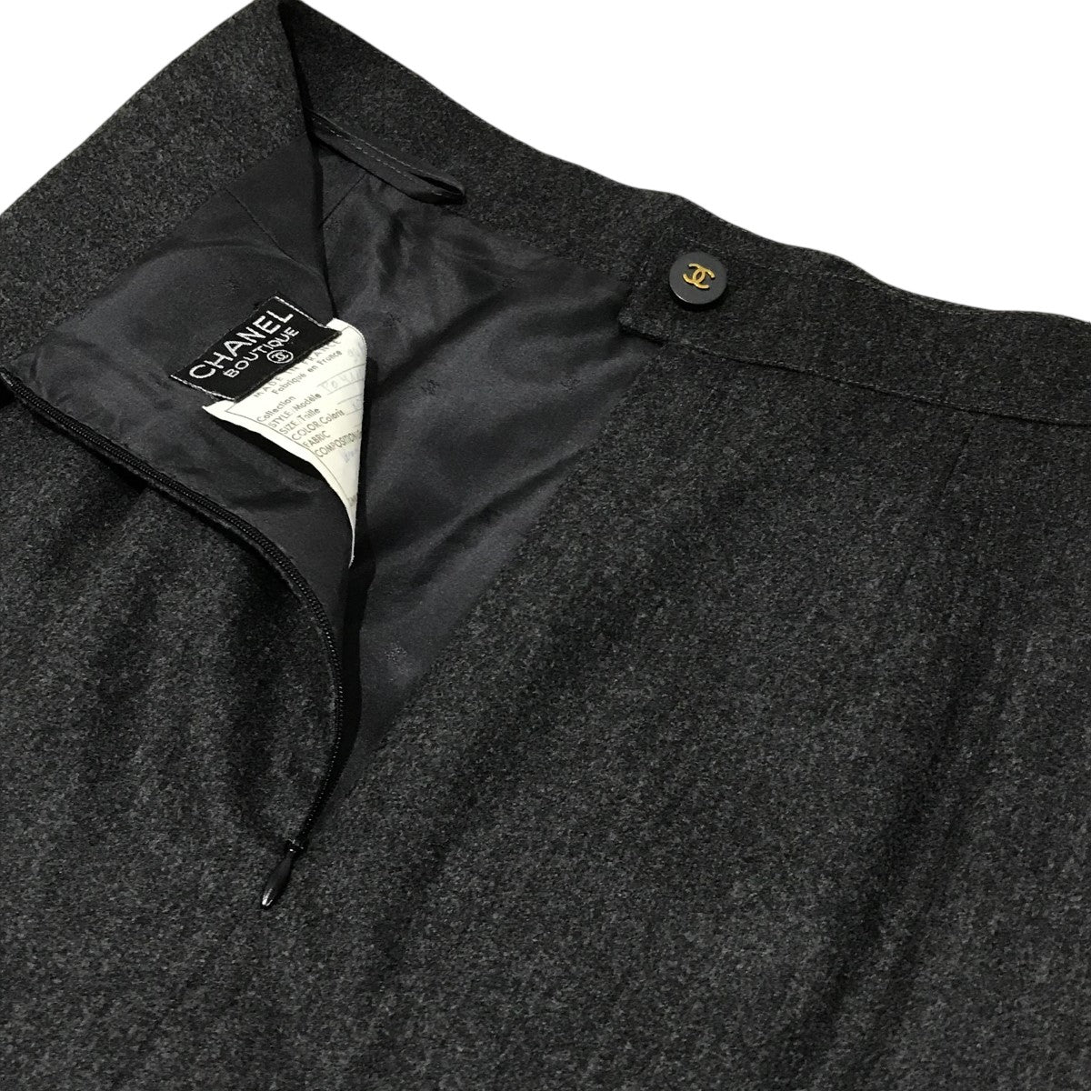 シャネル CHANEL スリットデザインスカート チャコールグレー サイズ：36 CHANEL(シャネル) スリットデザインスカート チャコールグレー サイズ