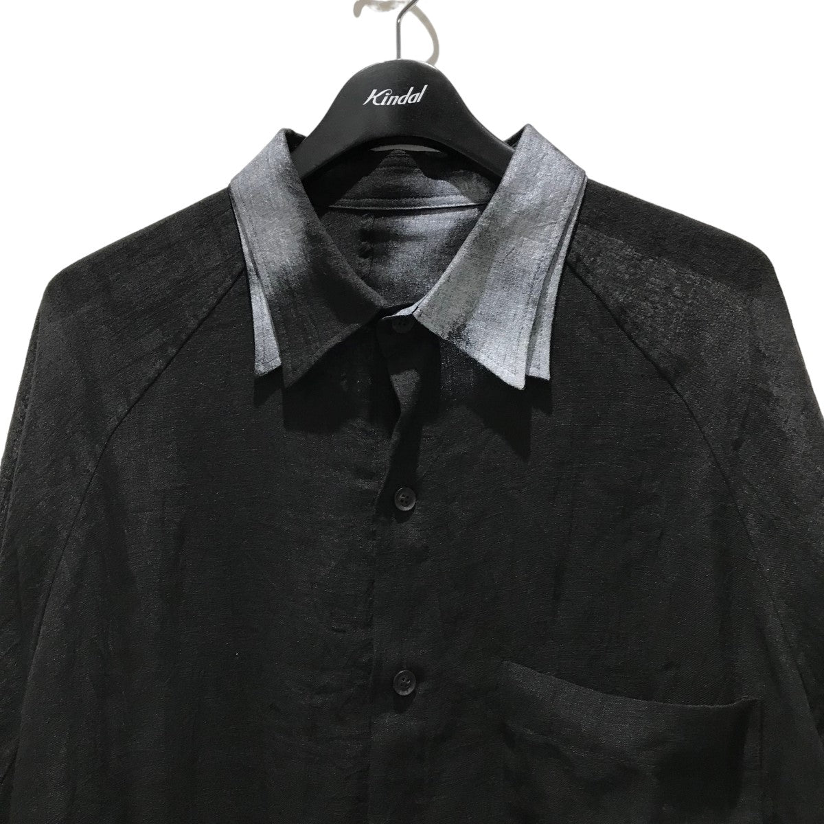 Yohji Yamamoto pour homme(ヨウジヤマモトプールオム) 24SSPLAIN TWISTED LAWN GATHERED HEM  LONG SHIRTダブルカラーロングシャツHS-B25-305 60 HS-B25-305 60 ブラック サイズ  2｜【公式】カインドオルオンライン ブランド古着・中古通販【kindal】