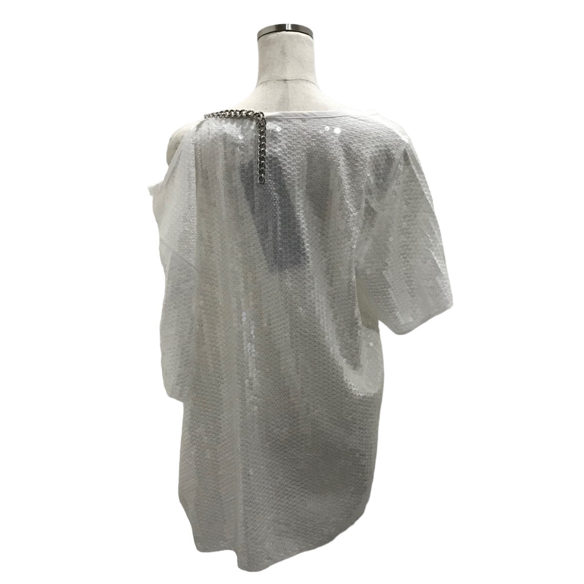 【値下げ】JUNYA WATANABE 24SS スパンコールチェーンリブカットソー JM-B010-051-2-1 ホワイト サイズ：XS (銀座店) JUNYA WATANABE(ジュンヤ ワタナベ) 24SSスパンコールチェーン
