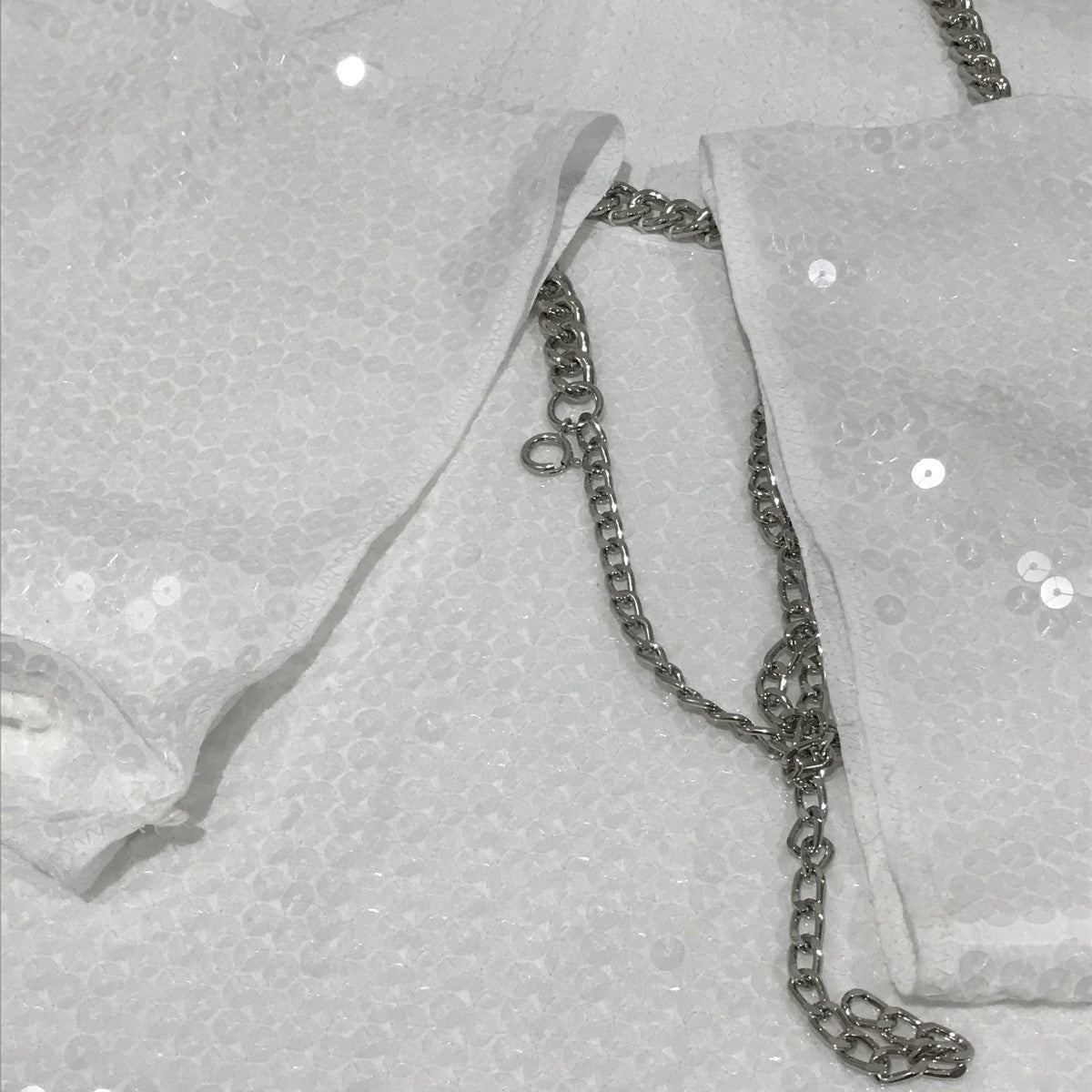 【値下げ】JUNYA WATANABE 24SS スパンコールチェーンリブカットソー JM-B010-051-2-1 ホワイト サイズ：XS (銀座店) JUNYA WATANABE(ジュンヤ ワタナベ) 24SSスパンコールチェーン