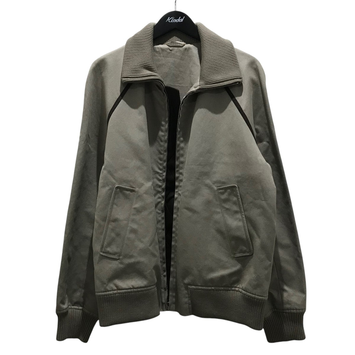 HERMES(エルメス) レザーパイピングハイネックジャケット カーキ