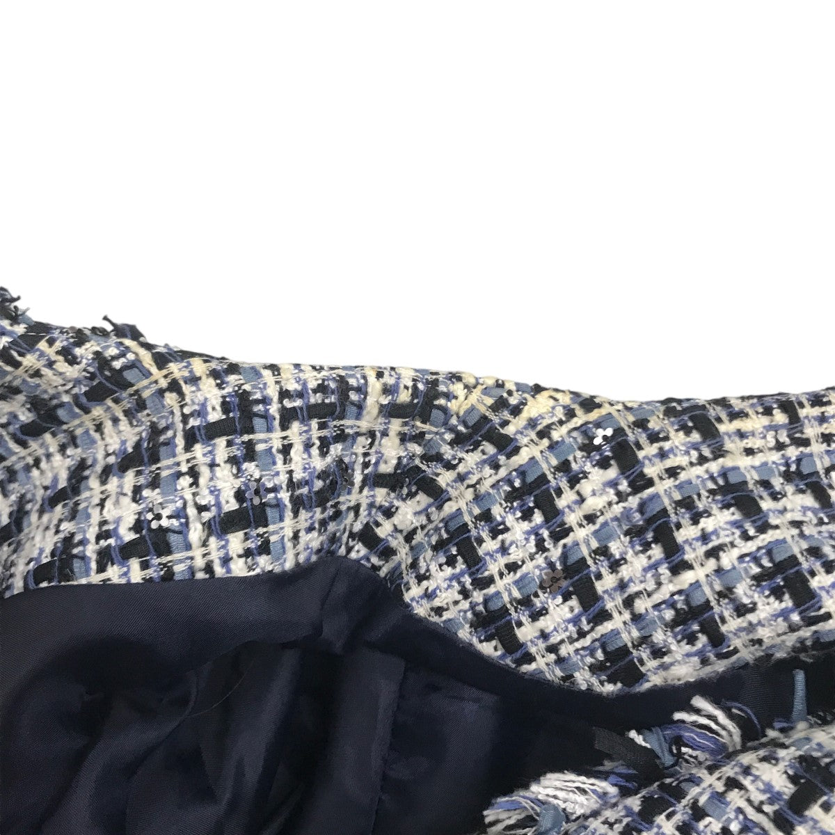 LANVIN en Bleu(ランバンオンブルー) ツイードノーカラージャケット