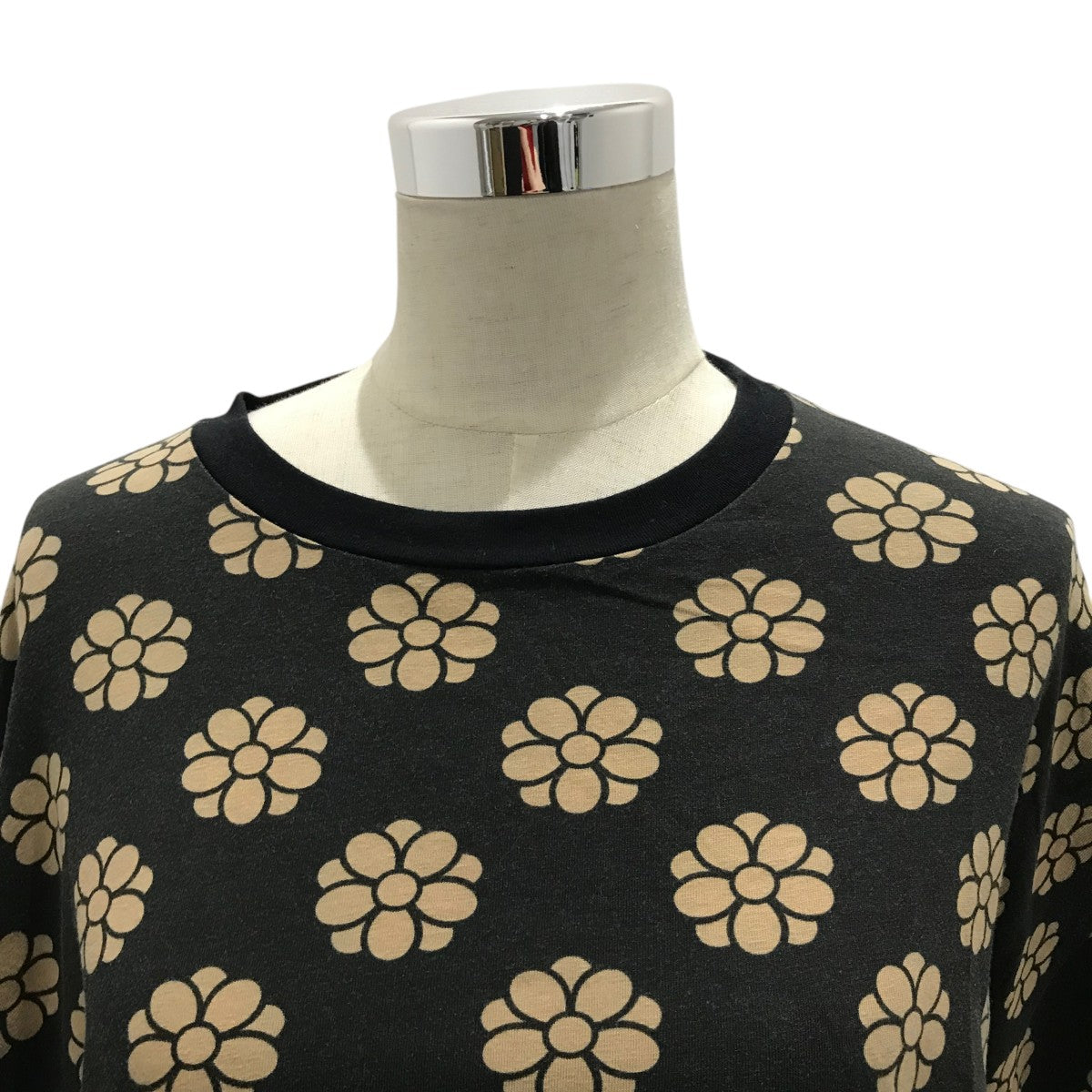 マルタンマルジェラ MM6 Maison Margiela アシンメトリー花柄カットソー S32GC0502 ブラック×ベージュ サイズ：S MM6 Maison Margiela(マルタンマルジェラ) アシンメトリー花柄