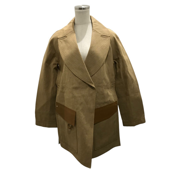 HERMES(エルメス) ヘリンボーンポケットレザーコート ベージュ サイズ