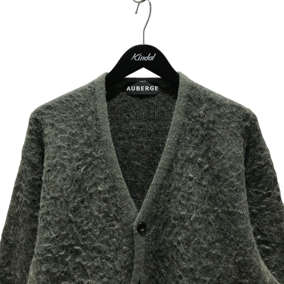 【値下げ】AUBERGE  アルパカ　カーディガン 44 AUBERGE(オーベルジュ) アルパカカーディガン オリーブ サイズ
