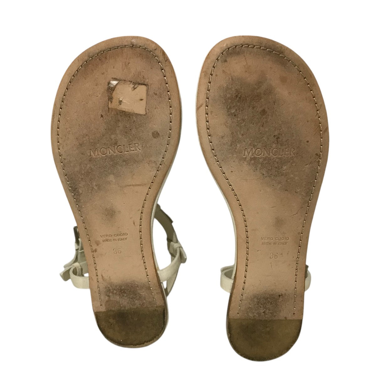 レア　moncler モンクレール　　レザーサンダル Black Mon Summer Nappa Leather Slides - Sandals & Sliders