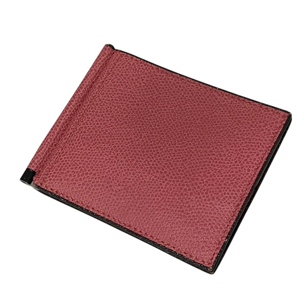 【未使用】ヴァレクストラ 二つ折り財布 マネークリップ レザー 赤 Valextra(ヴァレクストラ) マネークリップ付きカードケース ピンク