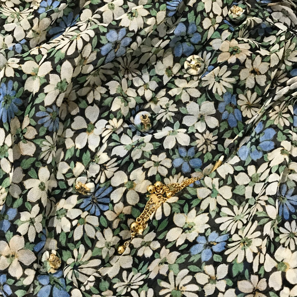 2025-25 秋冬新作  ハイブランドの CELINE(セリーヌ) 【gathered midi dress in silk georgette】花 ワンピース
