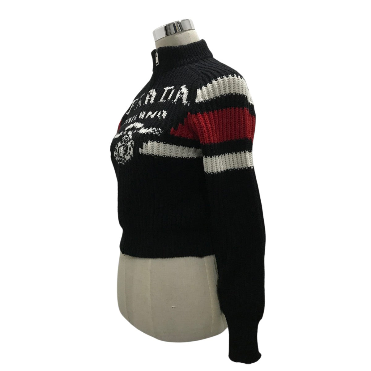 名作◎イタリア製 PRADA SPORTS フルジップニット ブラック 46 PRADA SPORTS(プラダスポーツ) ハーフジップニット0000ET-C0289