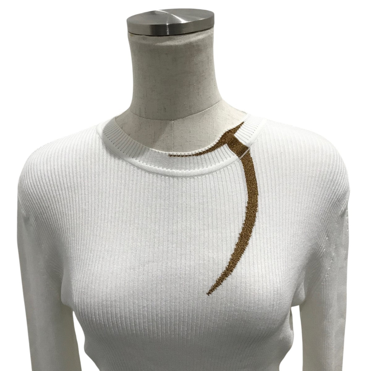 mame kurogouchi 【Kintsugi Crew Neck Knitted Top】リブニットMM24FW-KN516 古着・中古-3枚目のアイテム画像