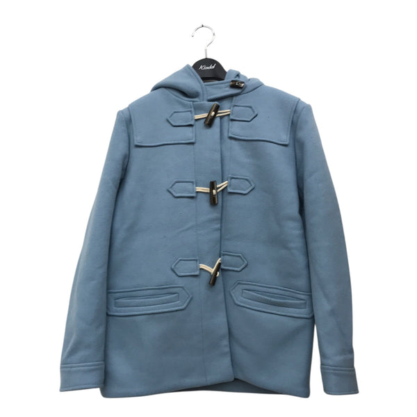 希少サイズM【極美品】メゾンキツネ フーデッドコート ダッフルコート ロゴ刻印釦 MAISON KITSUNE(メゾンキツネ) ショートダッフルコート ライトブルー