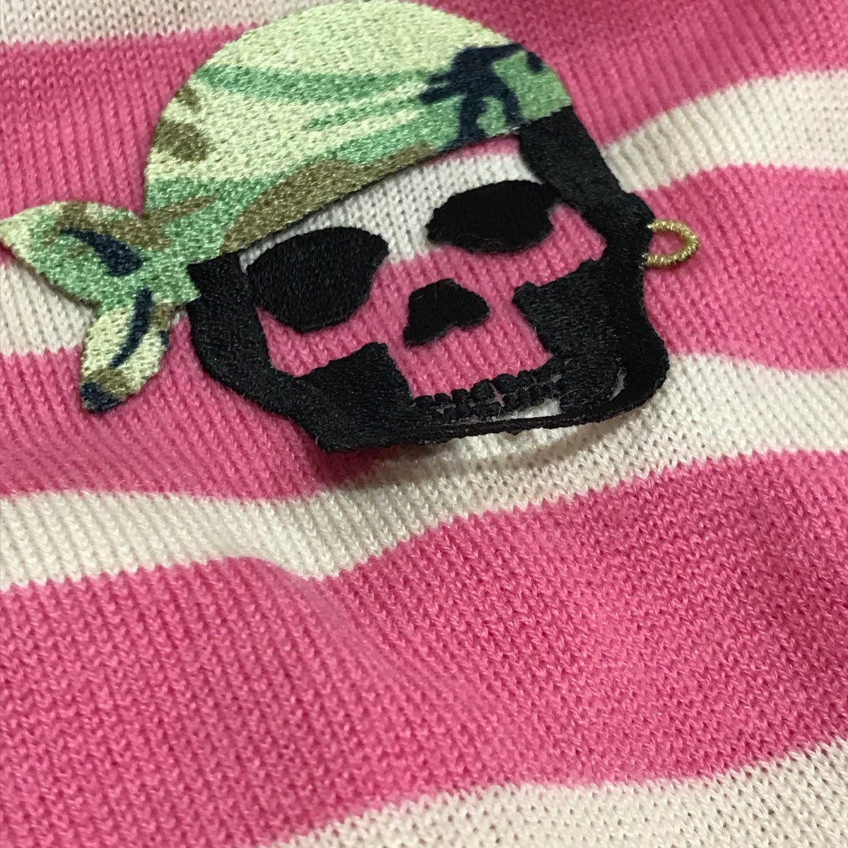 ボーダースカルパッチカシミヤボーダーカーディガン