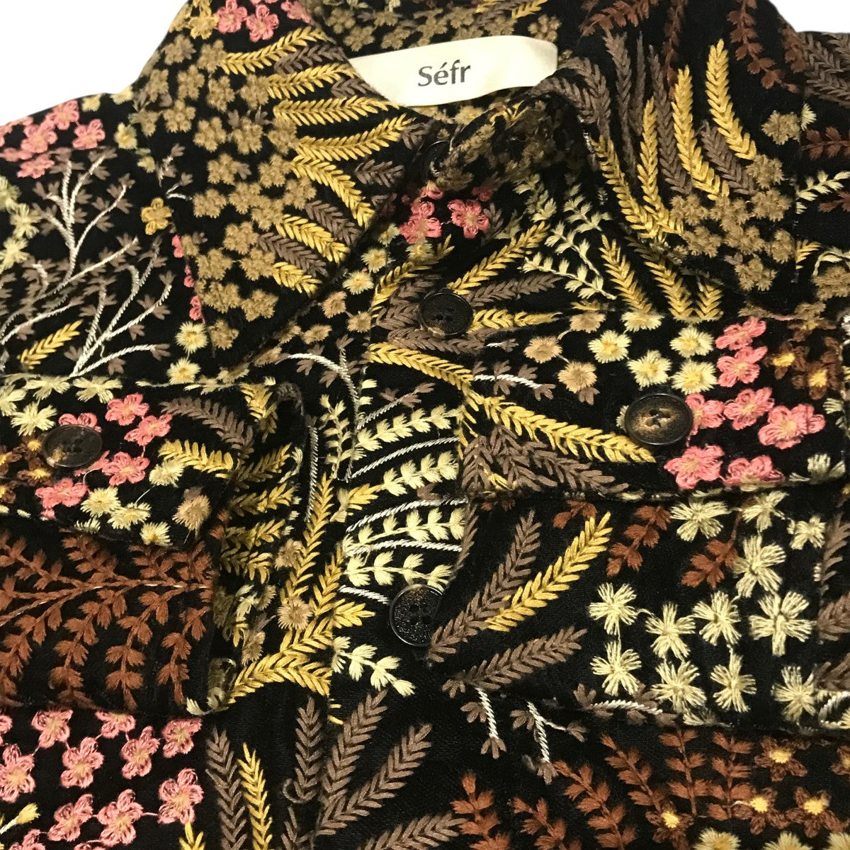 sefr(セファ) ベロア刺繍シャツ ブラック サイズ S｜【公式