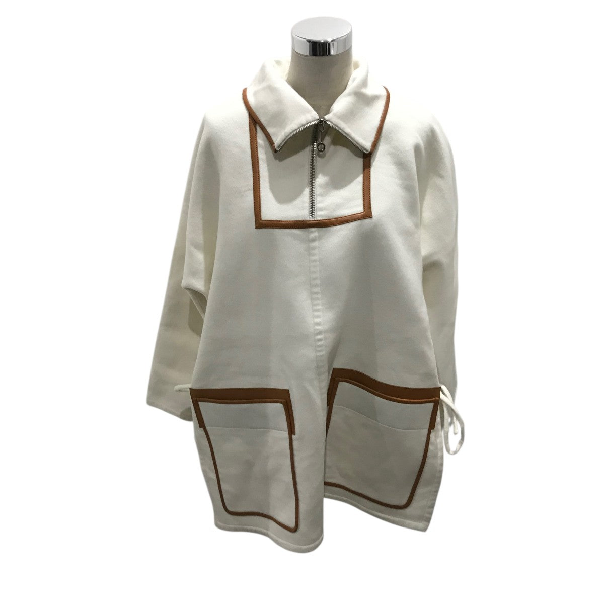 HERMES(エルメス) プルオーバーシャツ ホワイト×ブラウン サイズ