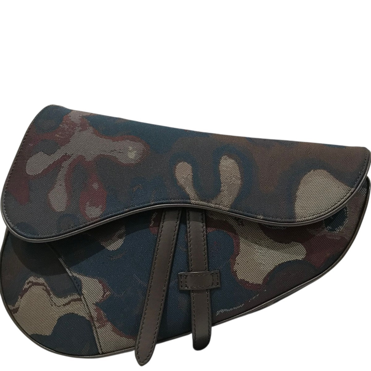 ★送料込★DIORxPETER DOIG サドル バッグ DIOR×PETER DOIG サドルバッグ 11-BO-0271 ネイビー×ブラウン