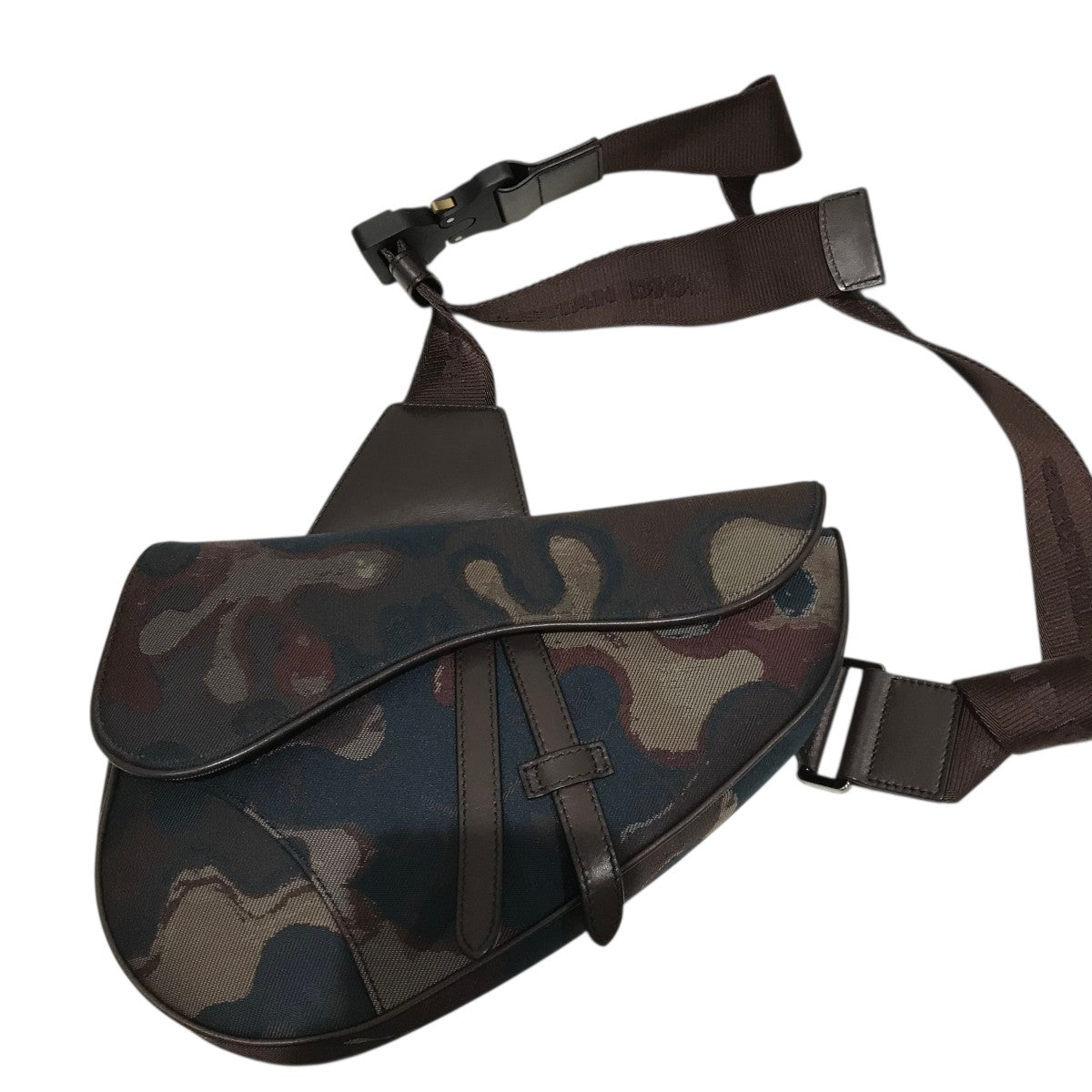 ★送料込★DIORxPETER DOIG サドル バッグ DIOR×PETER DOIG サドルバッグ 11-BO-0271 ネイビー×ブラウン