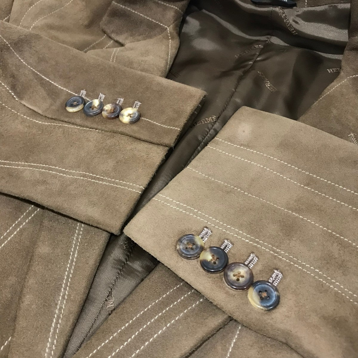 HERMES スウェードステッチテーラードジャケット 古着・中古-5枚目のアイテム画像