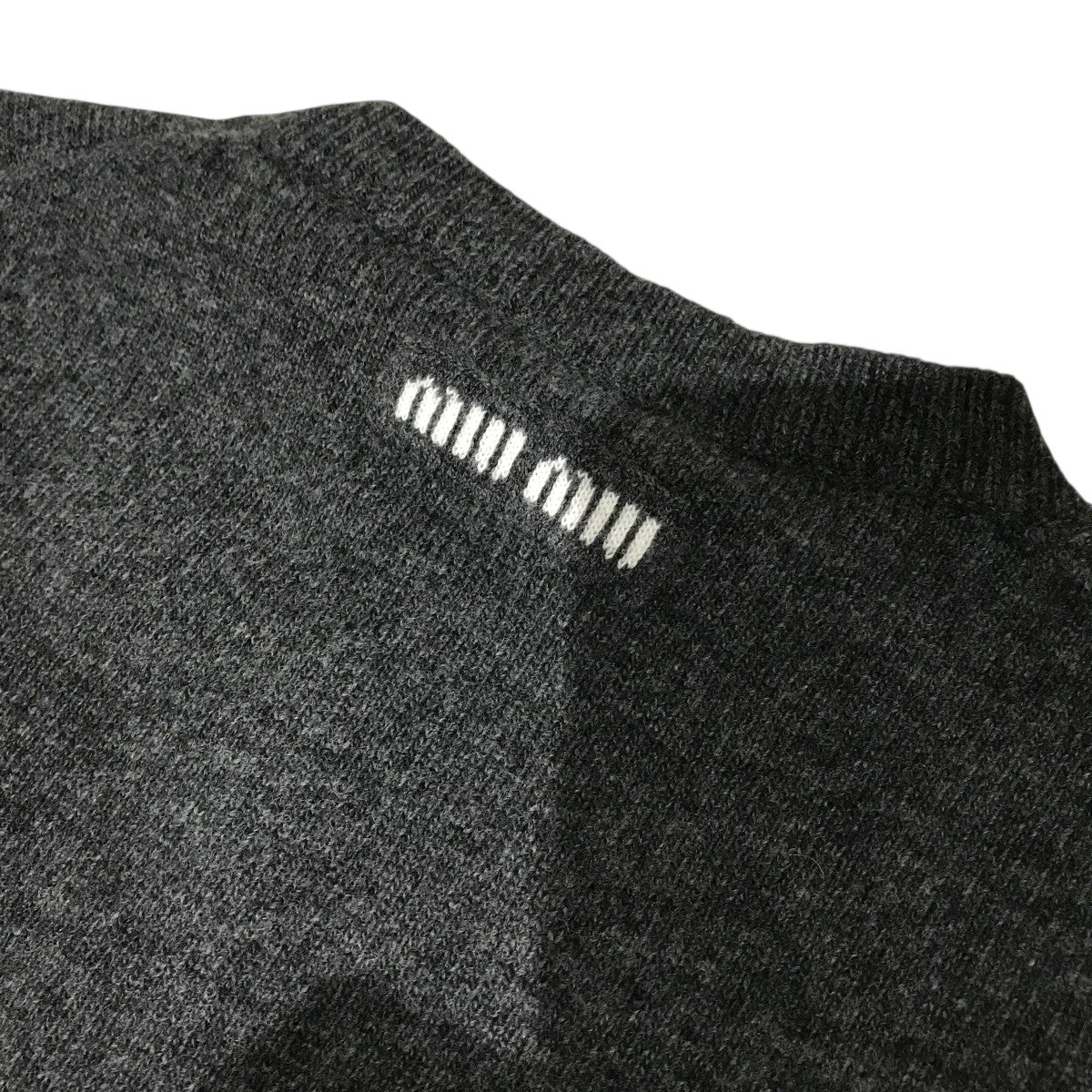 ミュウミュウ ロゴ ウール ニットセーター グレー 36サイズ Miu Miu