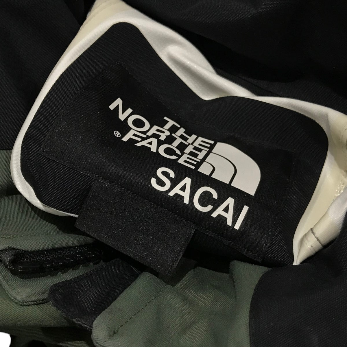 sacai×THE NORTH FACE ナイロンロングフードコート オリーブ サイズ M