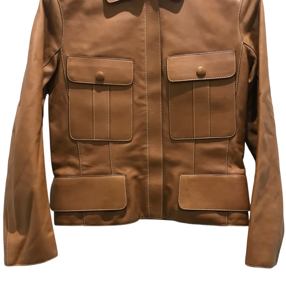 エルメス　レザージャケット　34 エルメス ディアスキン レザージャケット 34 レディース