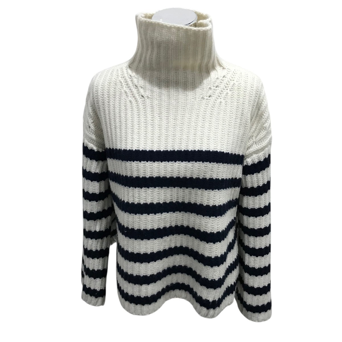 【Cashmere High Neck Border Knit Top】カシミヤハイネックボーダーニットMY22AW-KR011