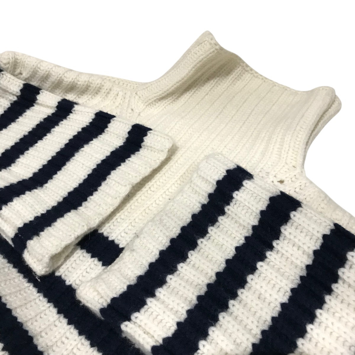 【Cashmere High Neck Border Knit Top】カシミヤハイネックボーダーニットMY22AW-KR011