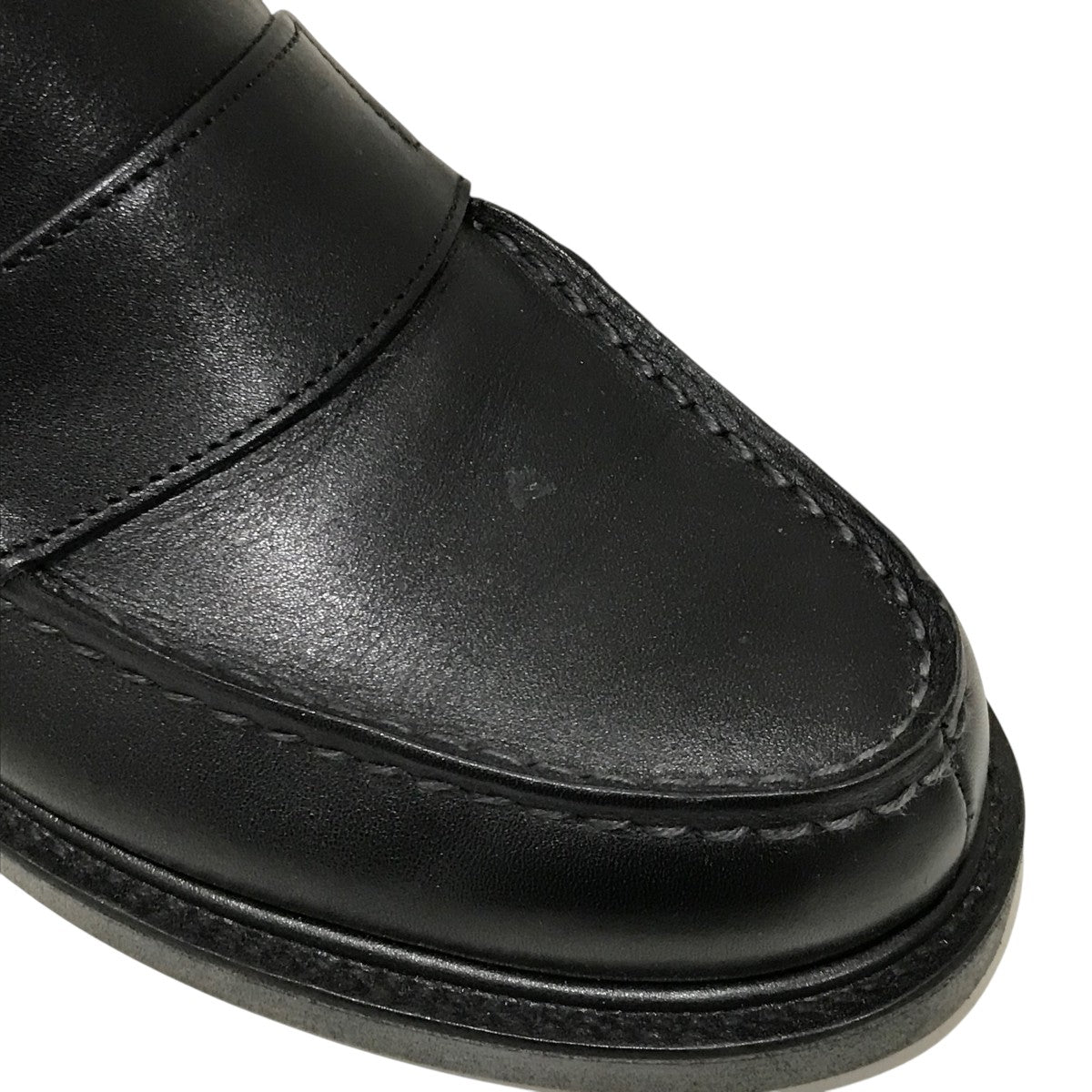 【中古品】COACH 黒 レザー ローファー 7 foot the coacher(フットザコーチャー) レザーローファー