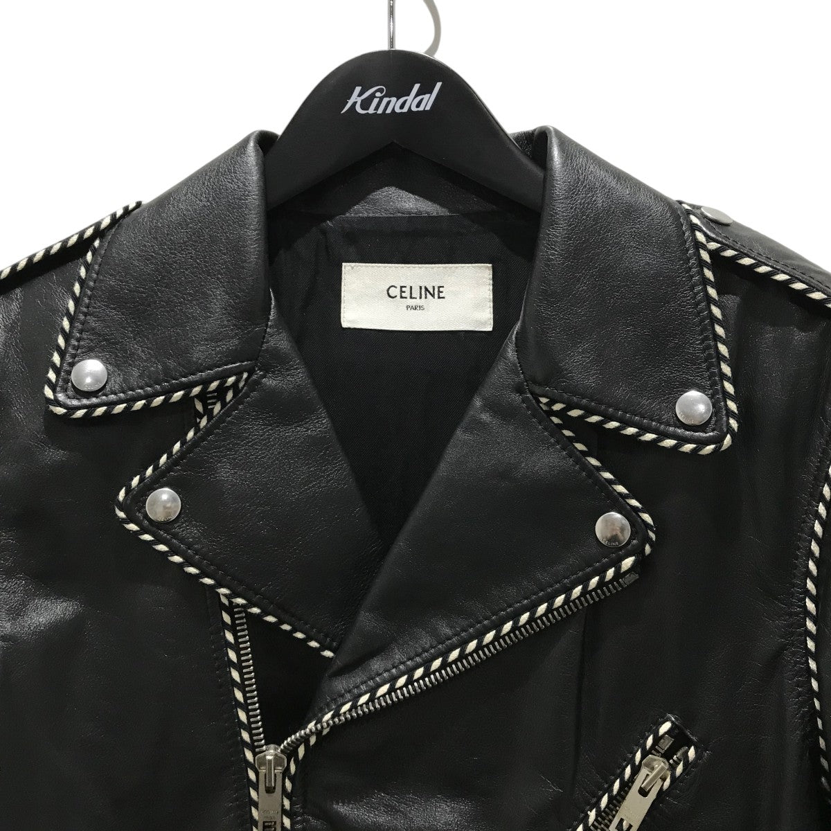 CELINE セリーヌ バイカージャケット ダブルレザーライダースラムスキン52 CELINE (セリーヌ) CLASSIC BIKER CALF SKIN (クラシック