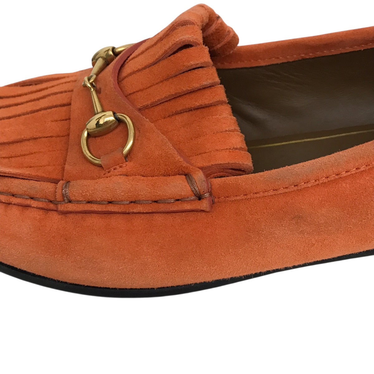 GUCCI(グッチ) スウェードビットタッセルローファー オレンジ サイズ