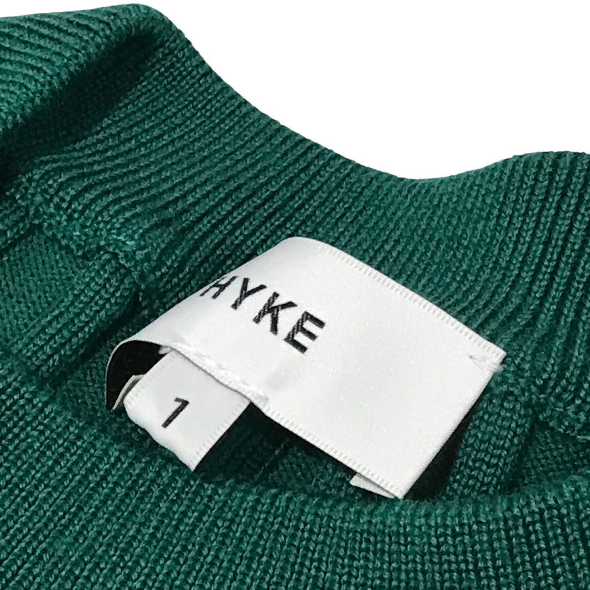 ハイク HYKE ハイネックリブニット 192-11165 グリーン サイズ：1 HYKE ハイク ハイネックリブニット 192-11165 グリーン サイズ