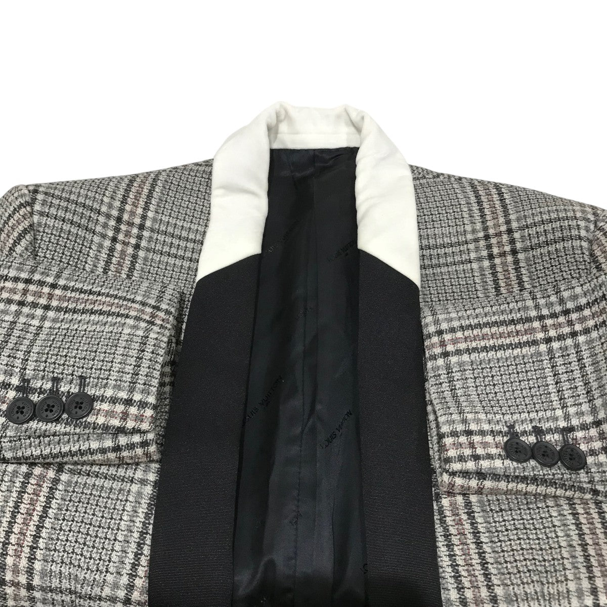 ルタオジャパン公式アカウント01　ショールカラー　アメフト柄　ウール Honnete オネット HO-24AW CO3 CHK リサイクルウール ショールカラー