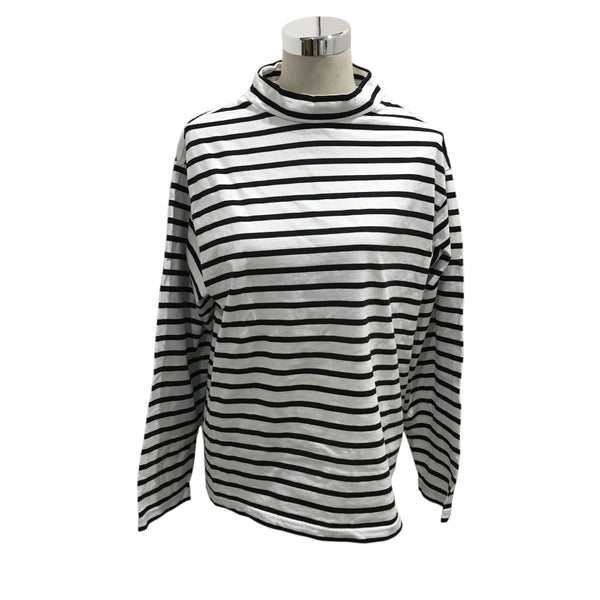 OUTIL ウティ Tシャツ・カットソー 0(XS位) 白x深緑(ボーダー) 【古着】【中古】 中古・古着通販】OUTIL (ウティ) バスクシャツ ボーダーロングスリーブ