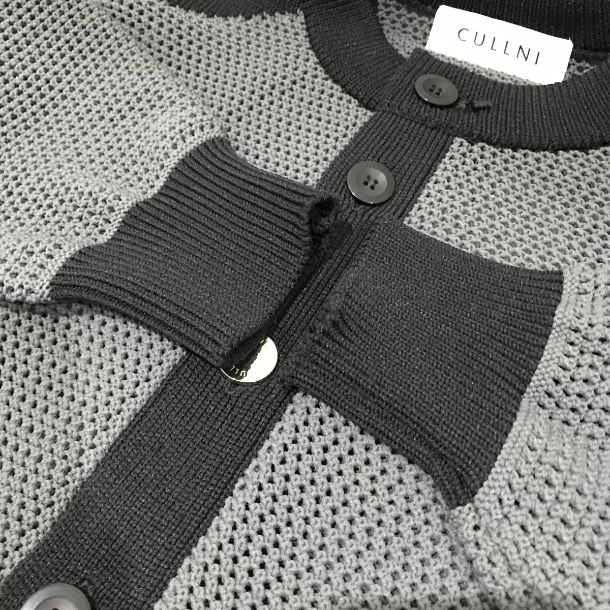 CULLNI 25SS ノーカラージャケット CULLNI(クルニ) 25SS【Bi Color Collarless Mesh Knit Jacket