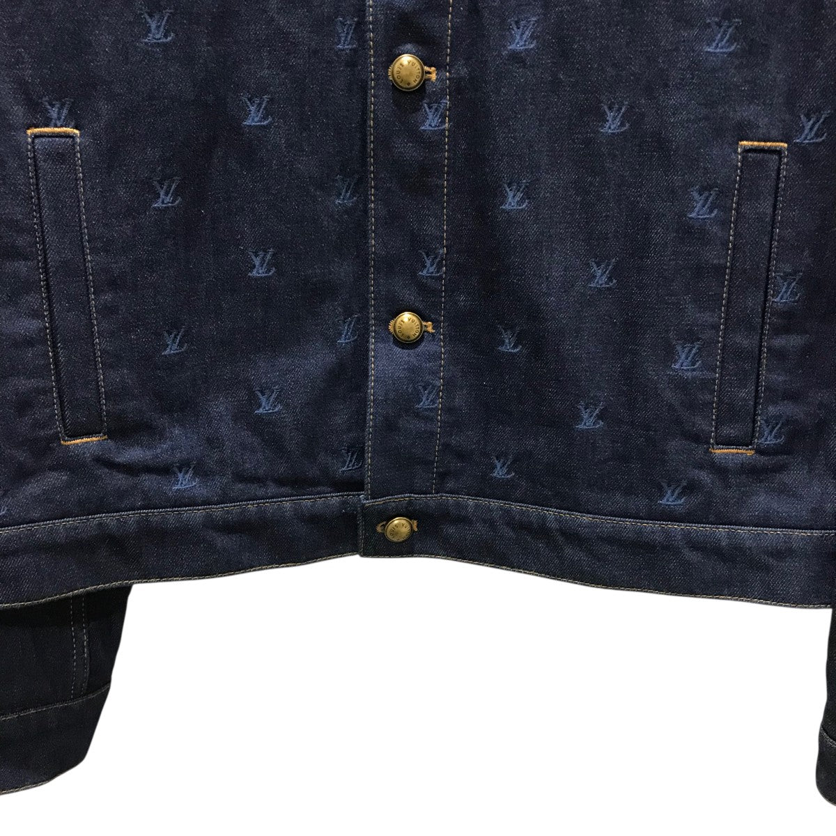 ☆美品☆ LOUISVUITTON デニム ジャケット ブルゾン ジップアップ SJK11864 カラーレザーブルゾンジップアップジャケット