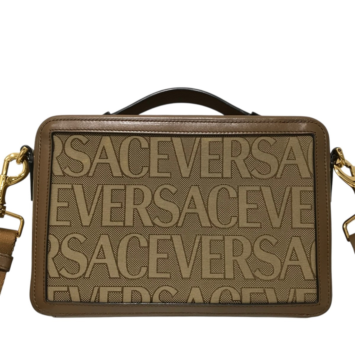 VERSACE ロゴレザー×キャンバスショルダーバッグ 古着・中古-2枚目のアイテム画像