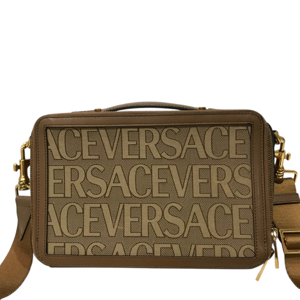 VERSACE ロゴレザー×キャンバスショルダーバッグ 古着・中古-3枚目のアイテム画像
