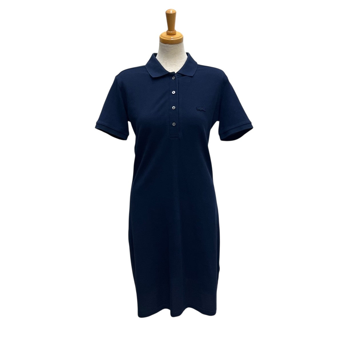 【美品】Lacoste ベーシックポロドレス　ネイビー ラコステ LACOSTE リラックスシルエットクレリックポロドレス