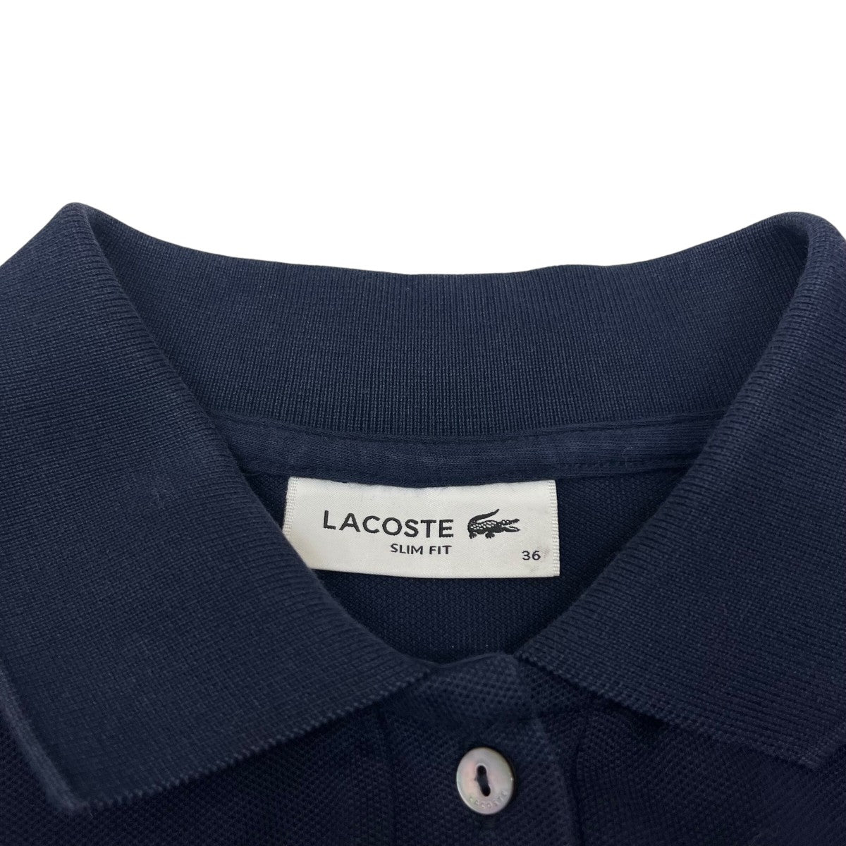 【美品】Lacoste ベーシックポロドレス　ネイビー ラコステ LACOSTE ヘザーカラーリングワッフルニット （ネイビー